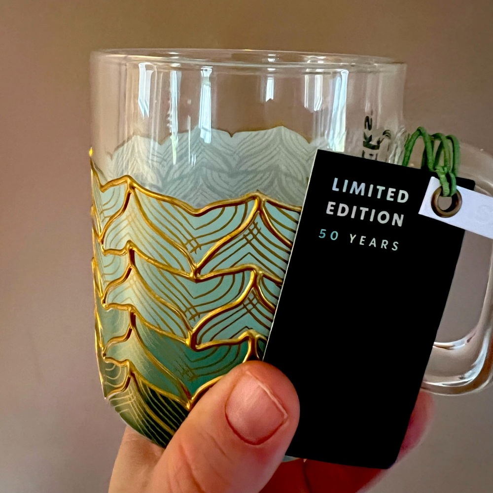 Starbucks 50th anniversary mermaid glass coffee cup
